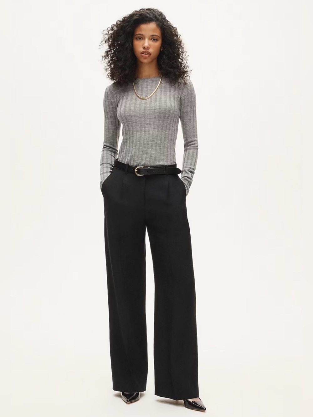 J. Crew Merino Italian Wool Wide Leg Pant Charcoal Trouser Career Casual Woman 8